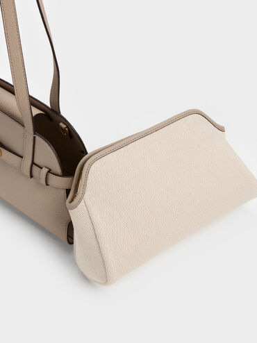 Aubrielle Belted Shoulder Bag, Taupe, hi-res