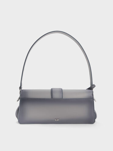 Gabine Leather Burnished Shoulder Bag, Grey, hi-res