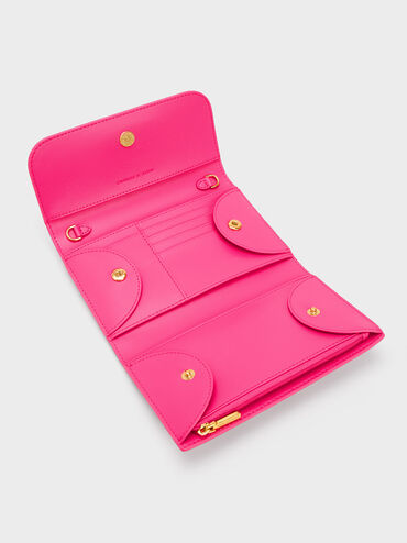 Front Flap Long Wallet, Fuchsia, hi-res