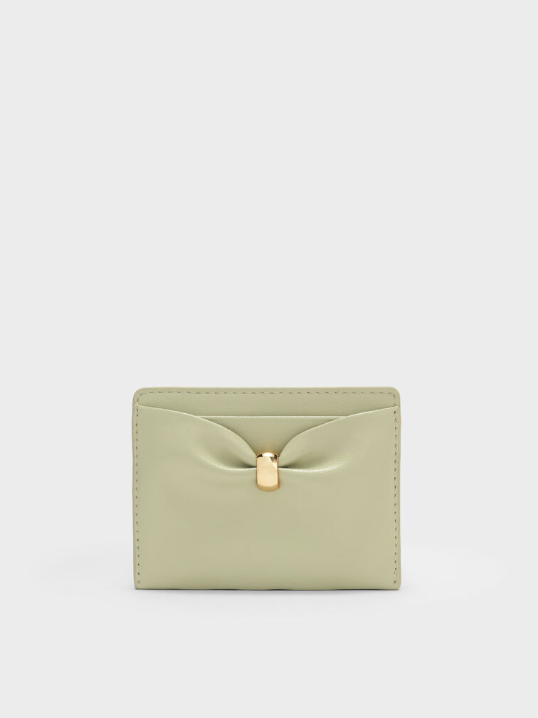 Halsey Ruched Card Holder, Pale Sage, hi-res