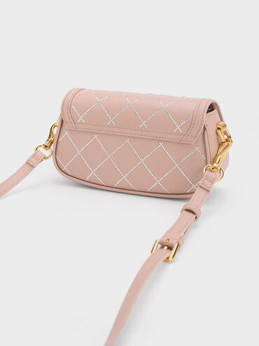 Este Chain Handle Satin Bag, Nude, hi-res