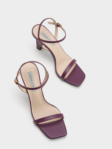 Sculptural Heel Sandals, Purple, hi-res