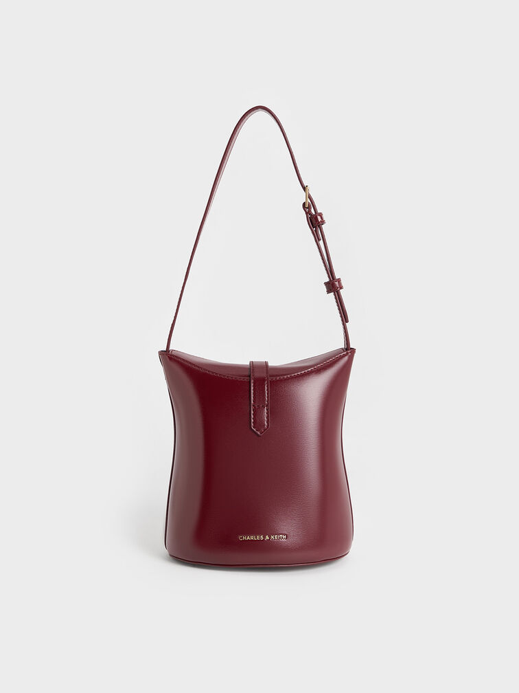 Wisteria Belted Bucket Bag, Burgundy, hi-res