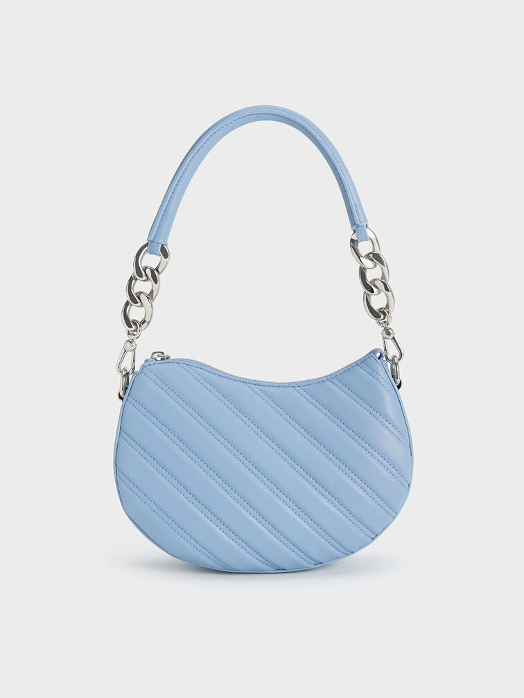Freja Curved Panelled Bag, Light Blue, hi-res