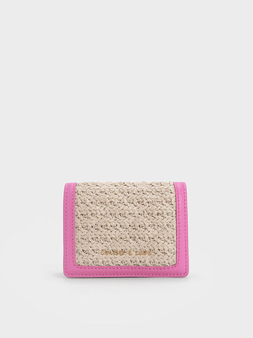 Micaela Woven Card Holder, Fuchsia, hi-res