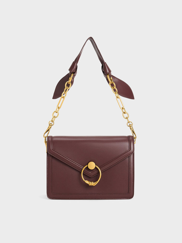 Joelle Envelope Shoulder Bag, Dark Chocolate, hi-res