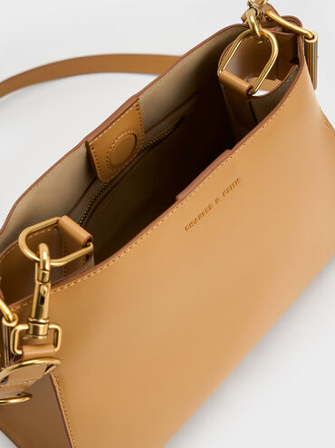 Lexie Side-Buckle Trapeze Shoulder Bag, Sand, hi-res