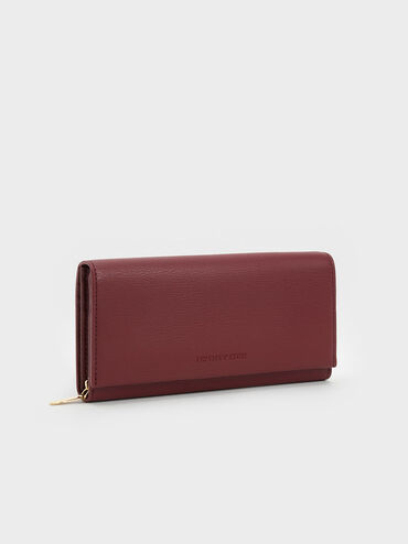 Muriel Front Flap Long Wallet, Burgundy, hi-res
