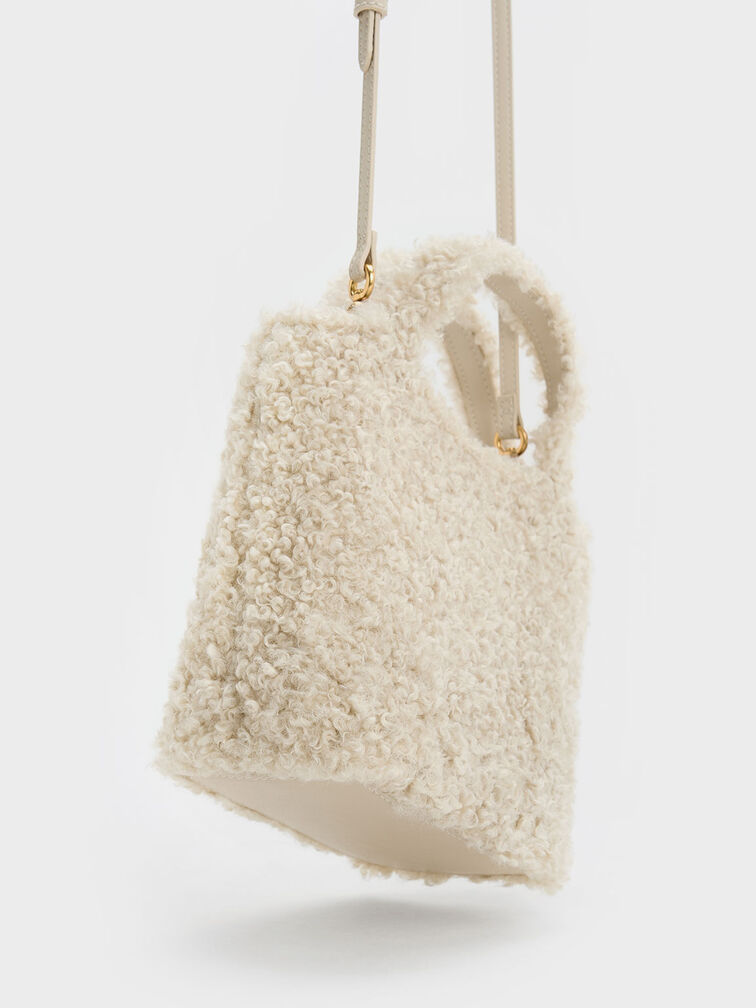 Arlys Furry Tote Bag, Beige, hi-res