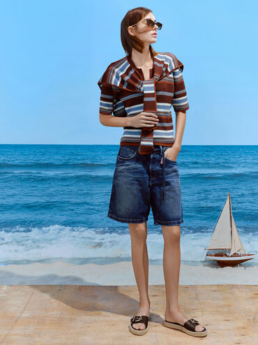 Kaida Buckled Espadrille Sandals, Maroon, hi-res
