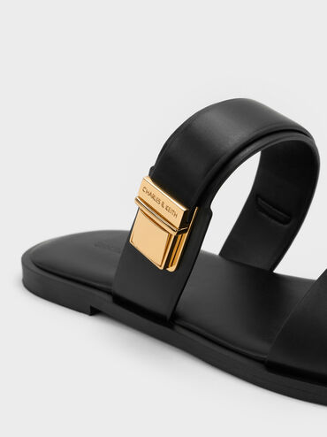 Dove Double-Strap Sandals, Black, hi-res