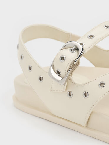 Grommet Thong Slingback Sandals, Chalk, hi-res
