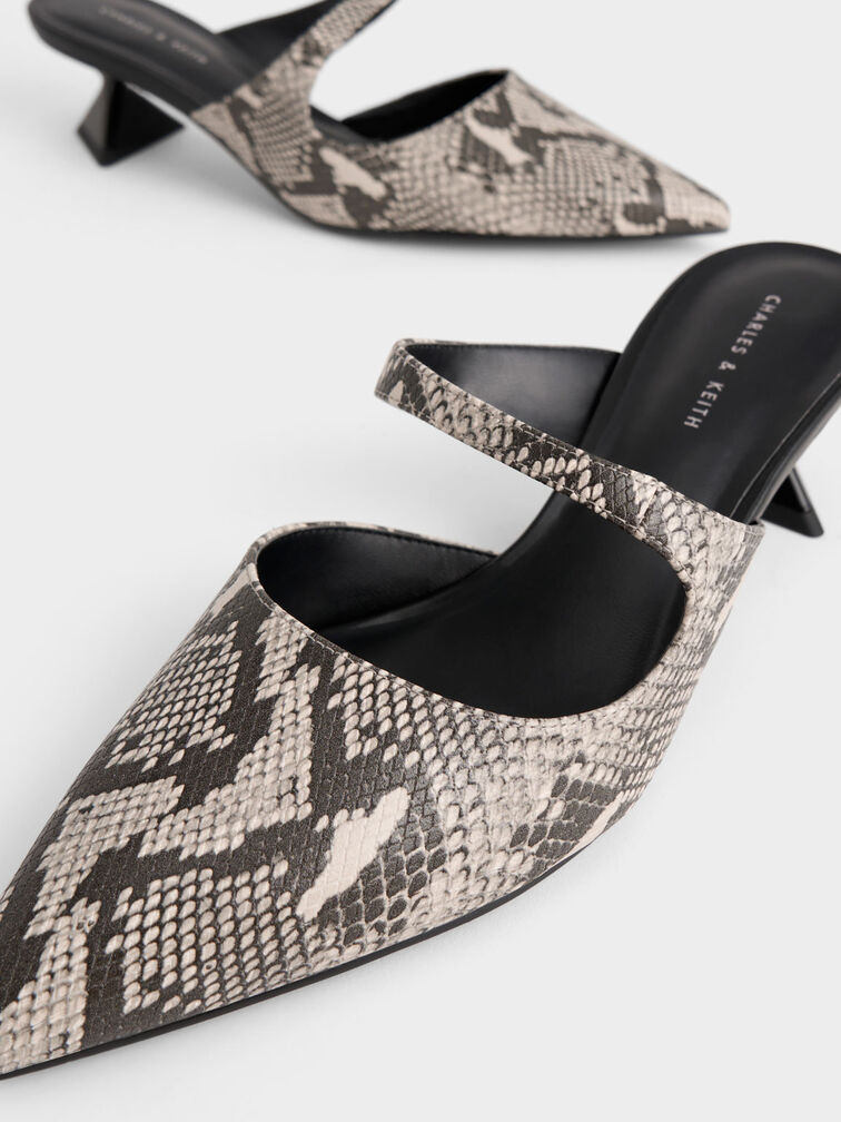 Vada Snake-Print Asymmetric Sculptural Heel Pumps, Animal Print Natural, hi-res
