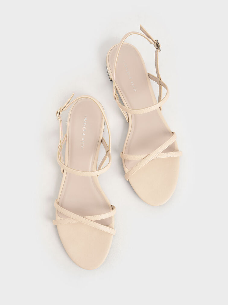 Strappy Flat Sandals, Chalk, hi-res