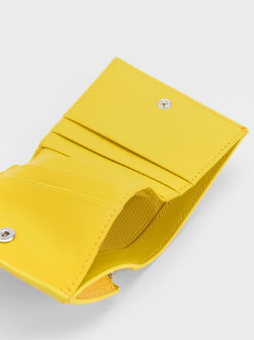 Marble-Print Bi-Fold Small Wallet, Yellow, hi-res