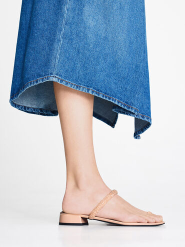 Beaded Toe-Ring Sandals, Nude, hi-res