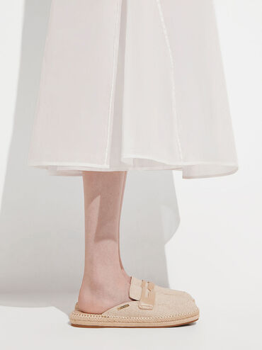 Penny Loafer Backless Espadrilles, Beige, hi-res