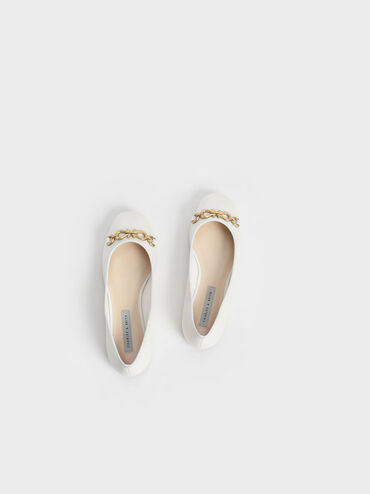 Chain Link Ballerina Flats, Chalk, hi-res