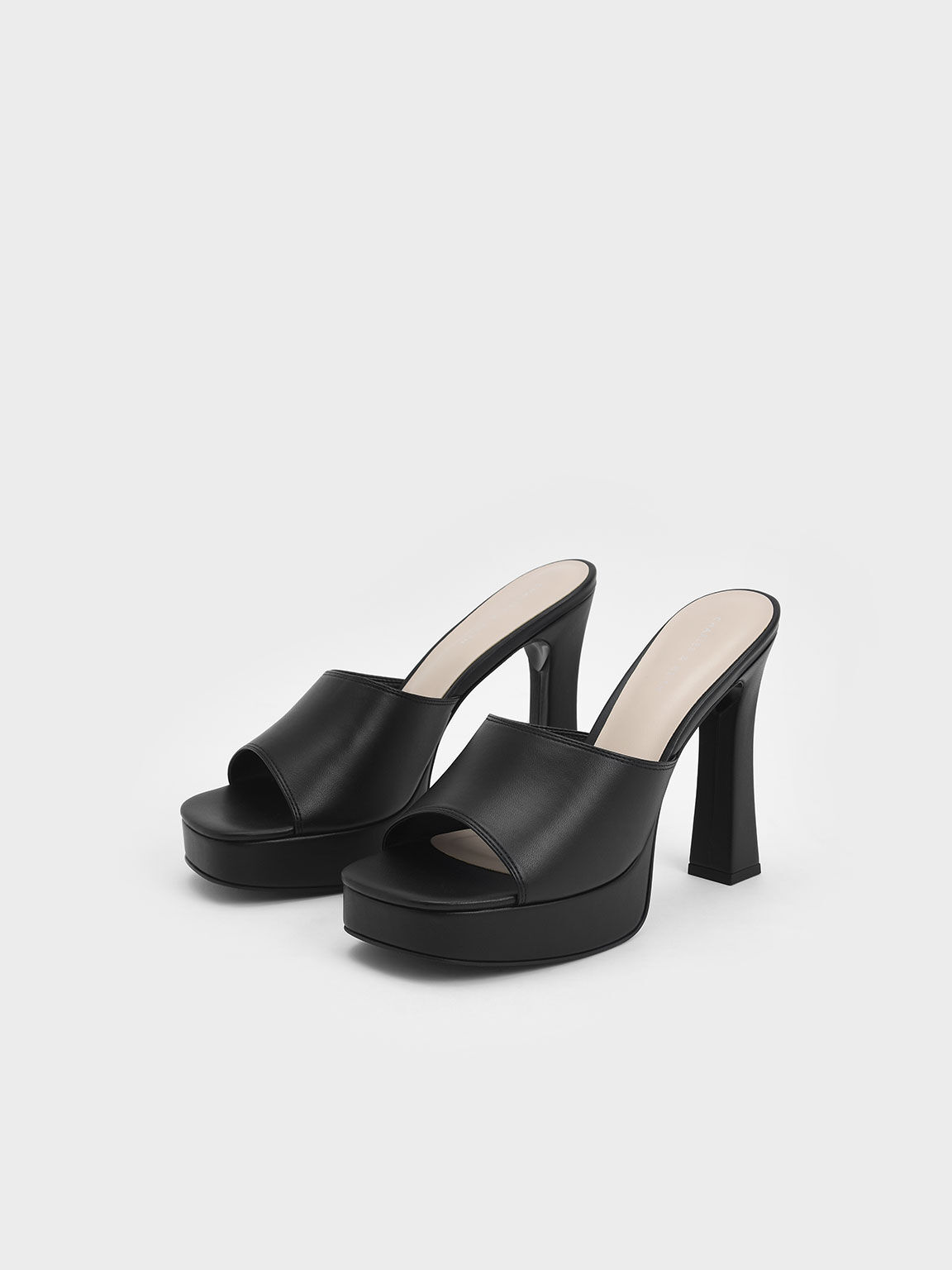 Platform Block Heel Mules Black