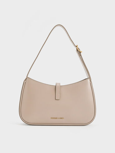 Cesia Metallic-Accent Shoulder Bag, Taupe, hi-res