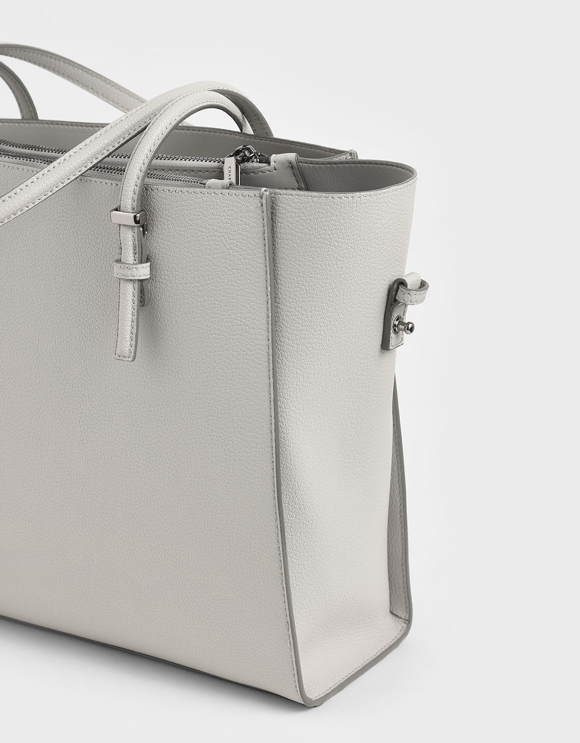 Grey Double Handle Tote Bag CHARLES KEITH IN