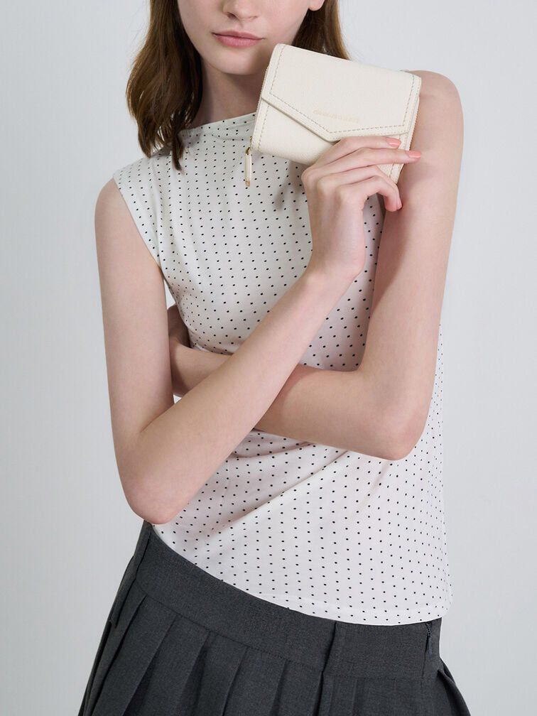Stitch Trim Envelope Wallet, Cream, hi-res