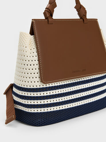 Girls' Ida Stripped Knitted Backpack, Multi, hi-res