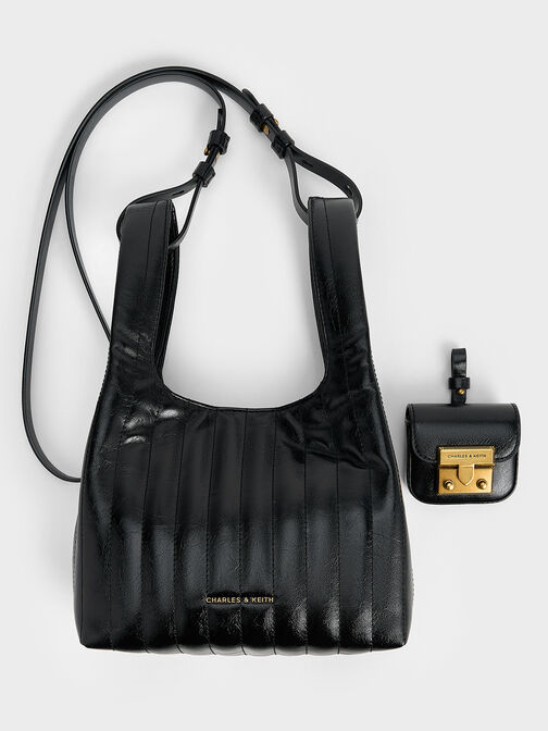 Donna Crinkle-Effect Tote Bag, Black, hi-res