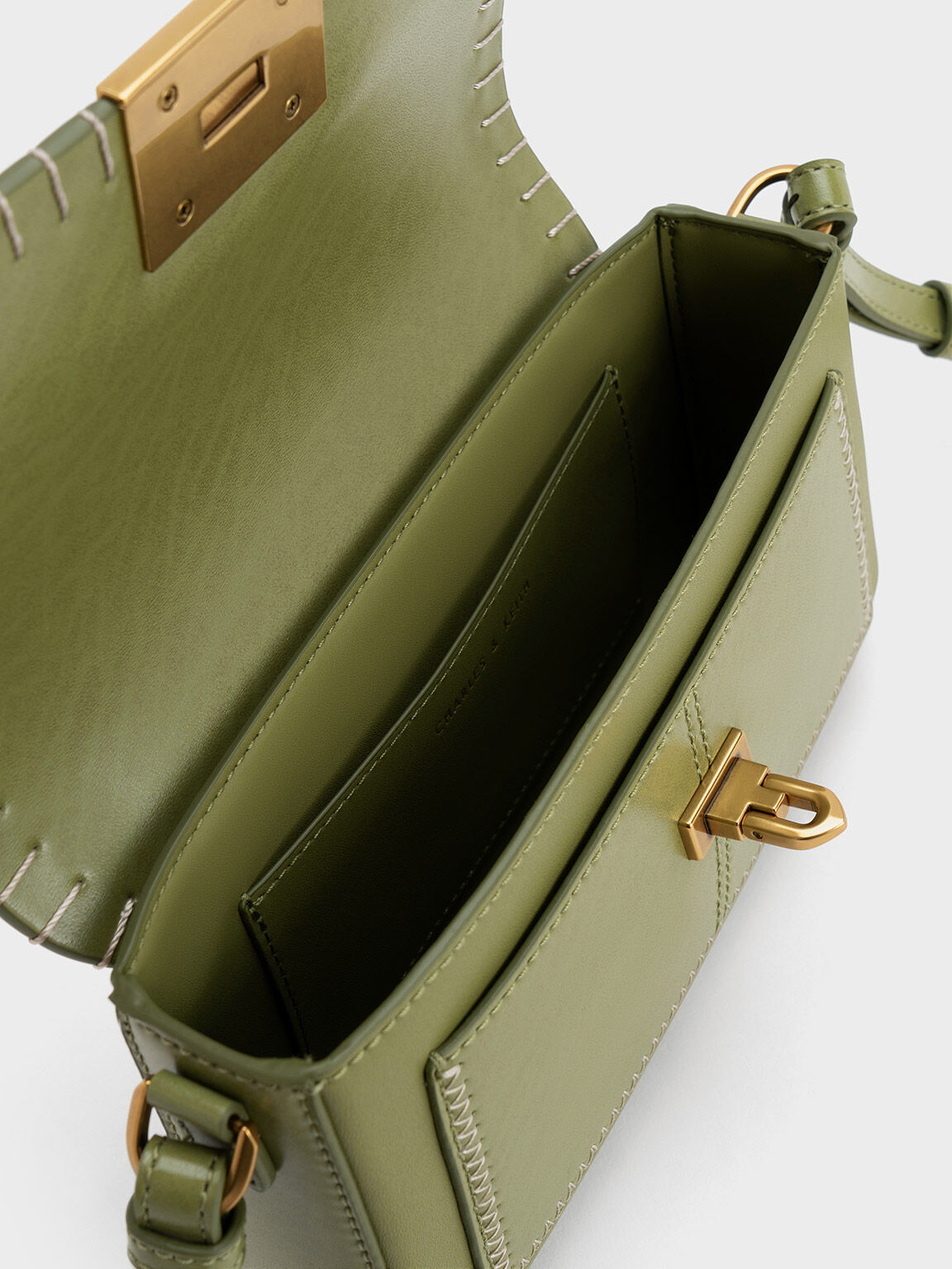 Circe Stitch Trim Top Handle Bag Olive
