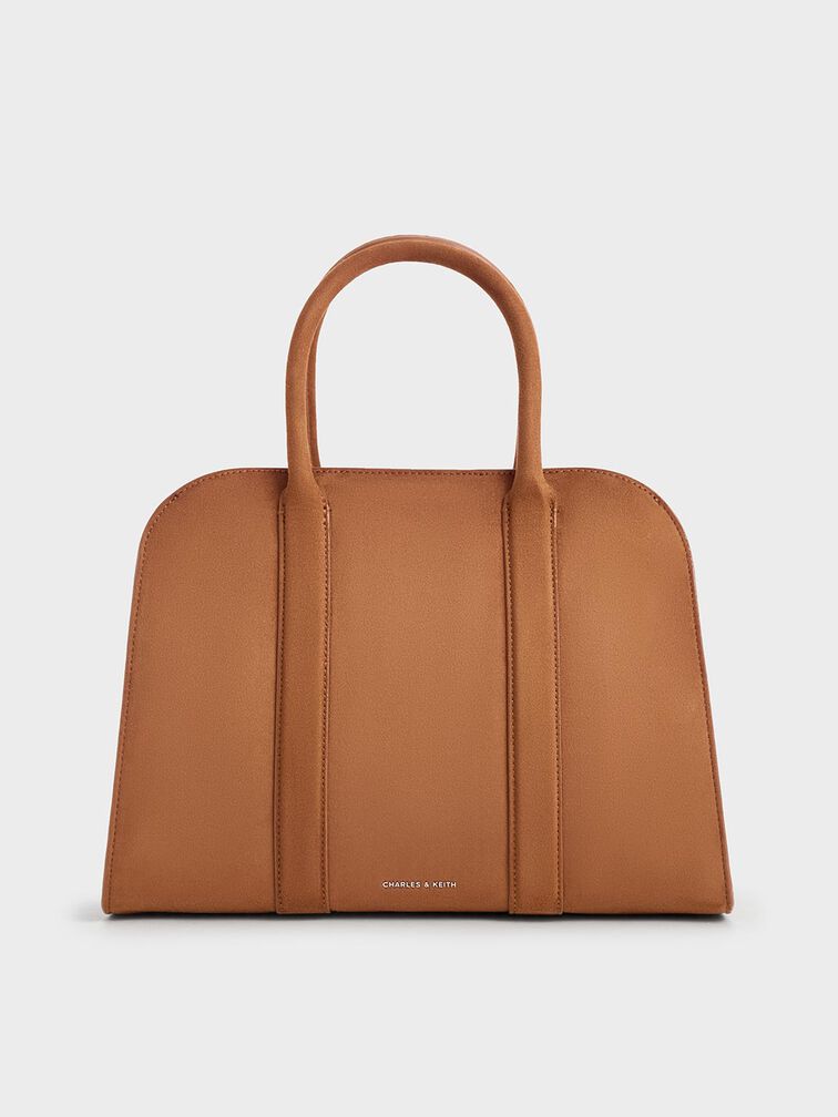 Axel Faux Suede Bowling Bag, Brown, hi-res