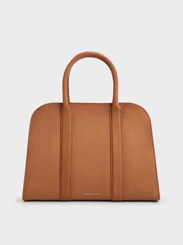 Axel Faux Suede Bowling Bag, Brown, hi-res