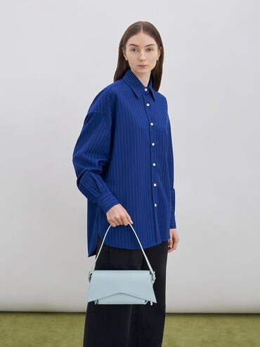 Boaz Geometric Front Flap Bag, Blue, hi-res