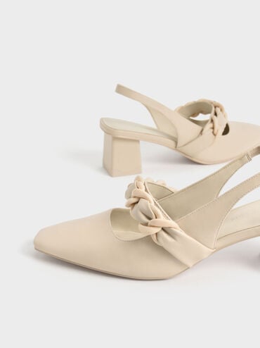 Braided Chain-Link Slingback Pumps, Chalk, hi-res