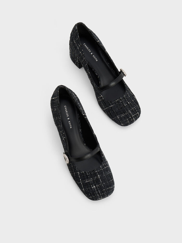 Tweed Crystal-Embellished Mary Jane Pumps, Multi, hi-res
