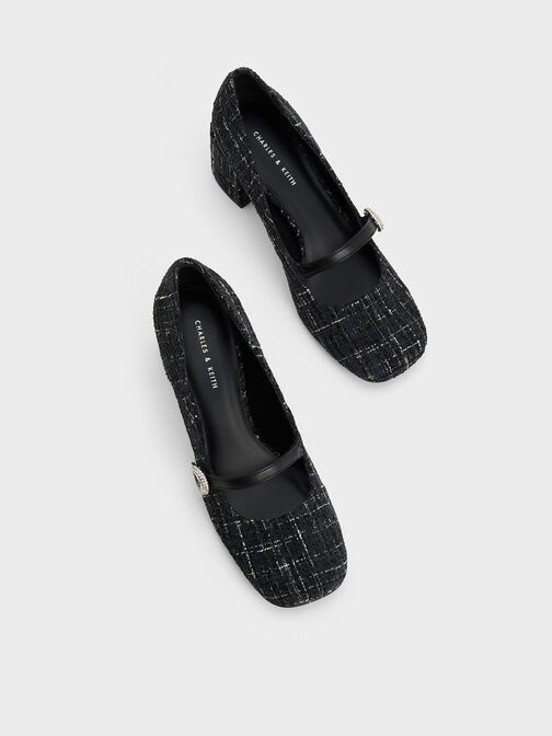 Tweed Crystal-Embellished Mary Jane Pumps, Multi, hi-res