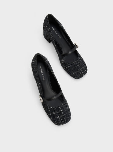 Tweed Crystal-Embellished Mary Jane Pumps, Multi, hi-res