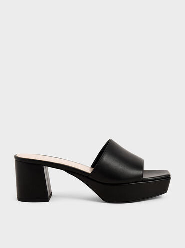 Platform Mules, Black, hi-res