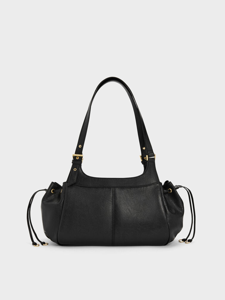 Lillith Drawstring Tote Bag, Black, hi-res