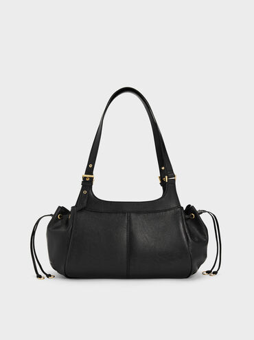 Lillith Drawstring Tote Bag, Black, hi-res