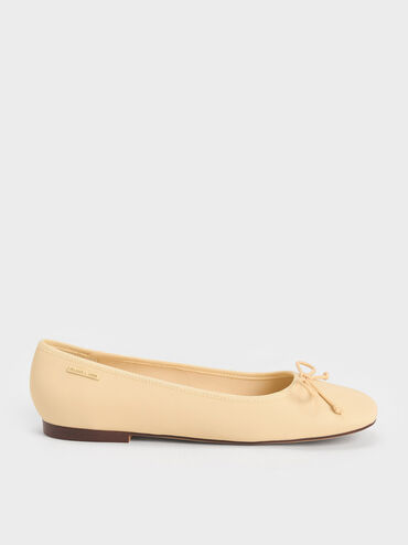 Rhea Bow Ballerinas, Yellow, hi-res