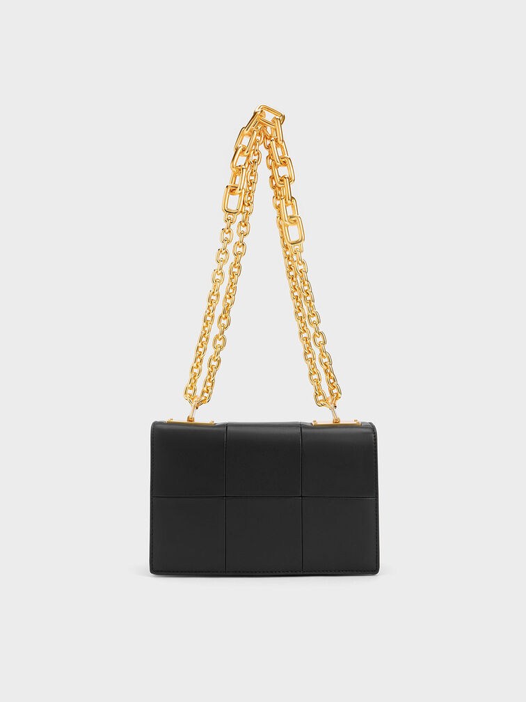 Georgette Chain Handle Bag, Black, hi-res