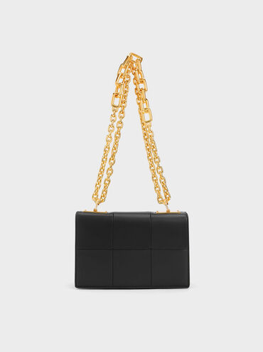 Georgette Chain Handle Bag, Black, hi-res