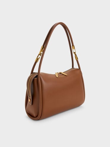 Lyla Tubular Slouchy Shoulder Bag, Chocolate, hi-res
