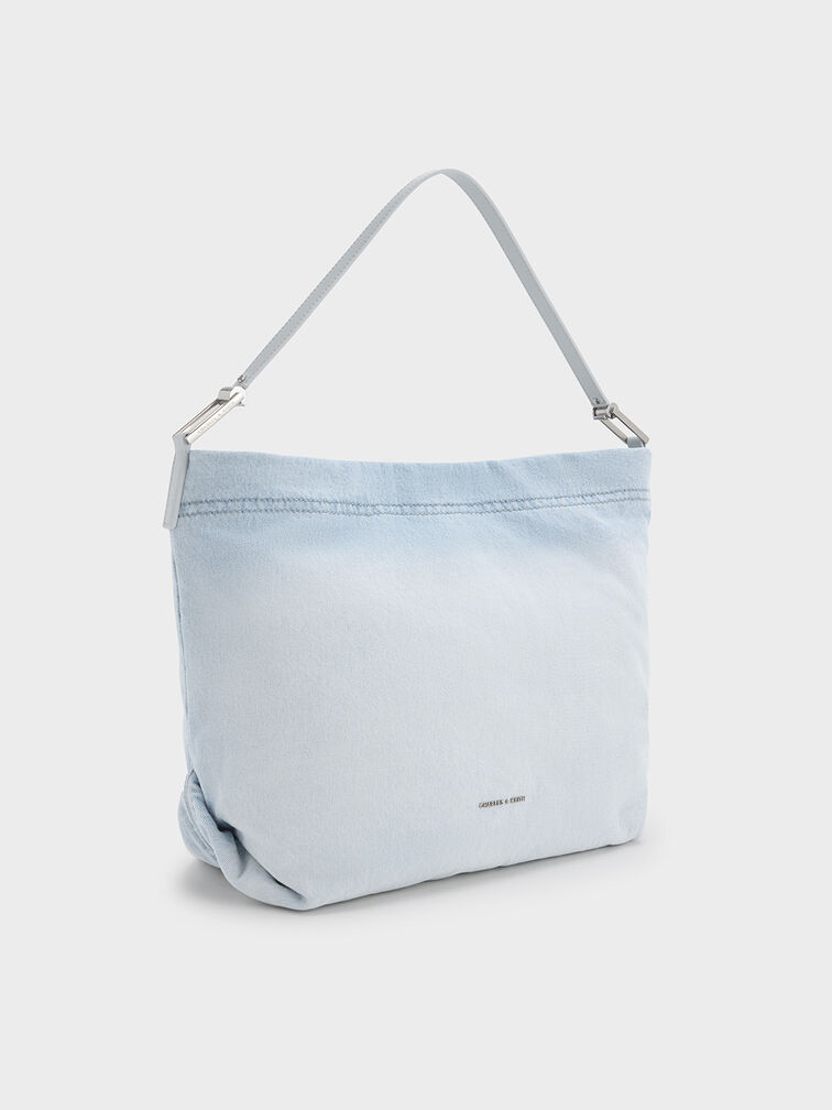 Sianna Denim Slouchy Hobo Bag, Light Washed Denim, hi-res