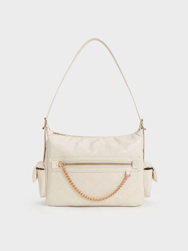 Duo Quilted Shoulder Bag, Cream, hi-res