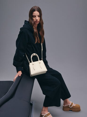 Allyn Structured Trapeze Tote Bag, Cream, hi-res