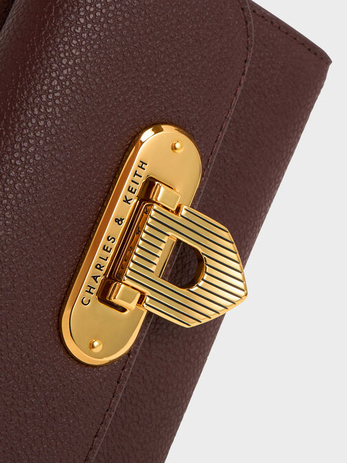 Alcott Push-Lock Wallet, Dark Brown, hi-res