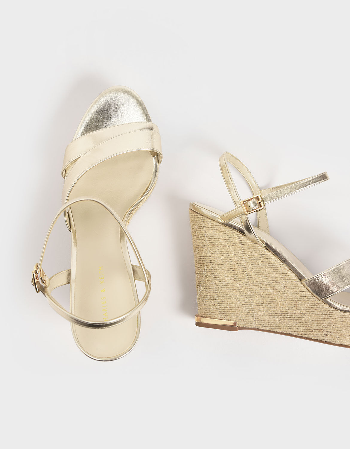 Buy Twenty Dresses by Nykaa Fashion Gold Almond Toe Strappy Wedges online