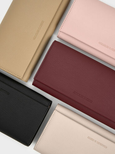 Muriel Front Flap Long Wallet, Pink, hi-res