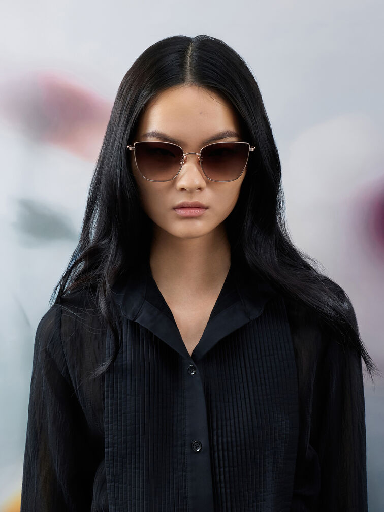 Livonia Crystal Square Sunglasses, Rose Gold, hi-res